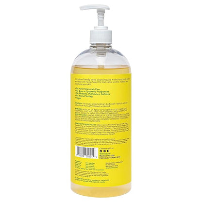 Dr. Natural Hemp Body Wash - Natural for Sensitive Skin - Moisturizing - Anti-Aging and Acne Reduction - Citrus Oil - 32 oz
