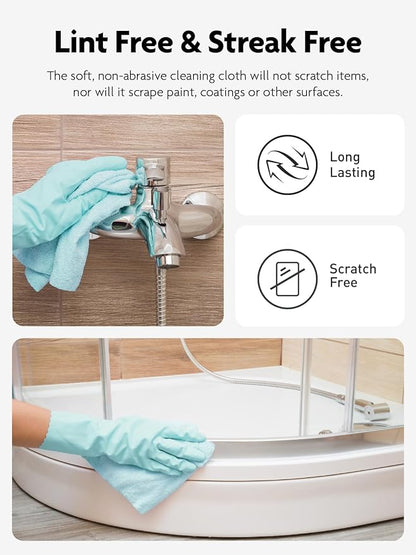 Fantasticlean Microfiber Cleaning Cloth Roll -60 Pack, Tear Away Microfiber Towels, 12" x 12", Reusable, Washable, Scratch Free, Ultra Absorbent Dishcloth for Car, Home Supplies (White & Blue)
