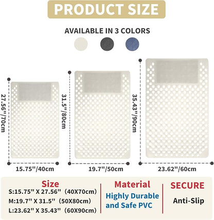 Bath Tub Shower Mat with Soft Shower Foot Scrubber Mat for Massage,Non Slip Bathtub Mat with Strong Suction Cups, Silicone Shower Foot Scrubber Mat (White, 35.4" X 23.6"(Rectangular))