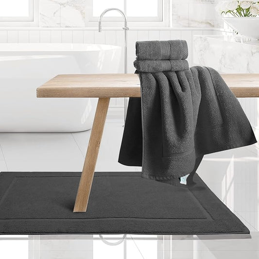 Hearth & Harbor Bath Towels - 100% Ring Spun Cotton Luxury Towels - Ultra Soft & Highly Absorbent, Bathroom Towels, Floor Mat - Dark Gray