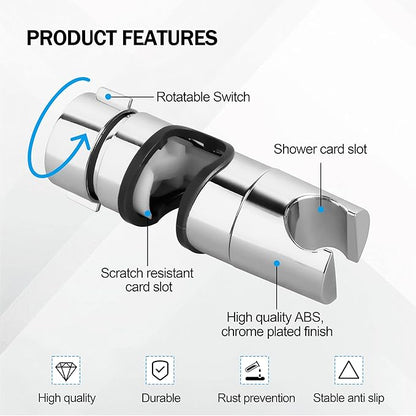 Adjustable Shower Head Holder for Slide Bar Universal 18-25MM O.D., Shower Head Holder Used for Replacing The Sliding Rod and Clamp in The Bathroom Replaceable 360 ° Rotating Spray Bracket