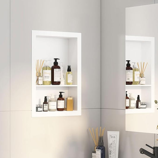 12x18 White Shower Niche for Shower Wall,Bathroom Medicine Cabinet Recessed,Surface Mount Medicine Cabinet,Small Bathroom Wall Cabinet,Recessed Wall Niche for Over Toilet Storage/Living Room