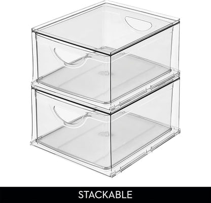 iDesign Clear Plastic Storage Drawer, Stackable Organizer for Bathroom Counter, Vanity, or Under-Sink