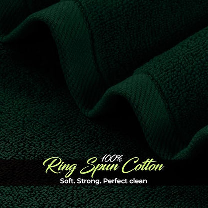 RIVERSIDE 12 Pack Washcloths - 12x12 Inches, 400 GSM, 100% Ring-Spun Cotton - Soft, Absorbent & Durable Face and Body Towels - for Bathroom, Spa, Gym, Makeup Removal & Everyday Use - Hunter Green