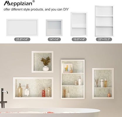 12x18 White Shower Niche for Shower Wall,Bathroom Medicine Cabinet Recessed,Surface Mount Medicine Cabinet,Small Bathroom Wall Cabinet,Recessed Wall Niche for Over Toilet Storage/Living Room