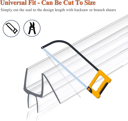 Frameless Shower Door Seal Strip 4 Pack x 39 Inch MD Glass Shower Door Bottom Seal Side Seal Strip Door Sweep for 3/8" Glass Ultra-Clear Polycarbonate Stop Shower Leaks Create A Water Barrier