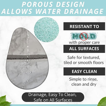 ENKOSI Loofah Non-Slip Shower and Bath Mat - Soft Cushioned Comfort - No Suction Cups for Smooth or Textured Tubs - Fast Draining - Safety for Bathroom, Family, Kids, and Elderly (24x16 Aqua Green)