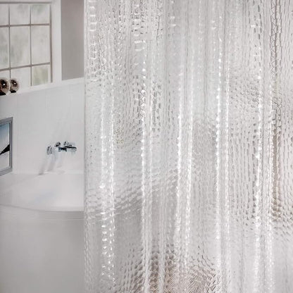 WELTRXE Extra Long Shower Curtain Liner with Magnets, 72 x 84 Inch Waterproof 3D Water Cube Clear Bathroom Shower Curtains, No Chemical Smell, Heavy Duty, Extra Long for Shower Stall, Bathtubs