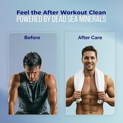 Dead Sea Collection TOP 10 ACTIVE Mens Body Wash 3 in 1 – Sandalwood Body Wash for Men – Shower Gel – Shampoo – Shower Soap for Face and Hair – Pack of 2 Bottles (33.8 Fl. Oz. Each)