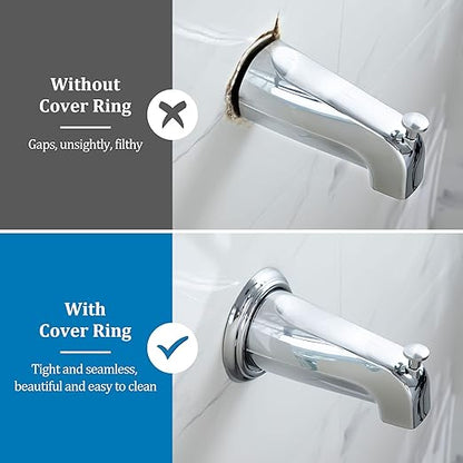 Enhon 2 Pack Metal Tub Spout Cover Ring, Bathroom Faucet Remodeling Wall Plate with Foam Gasket, 1-1/2 Inch ID and 3-5/8 Inch OD(Chrome)