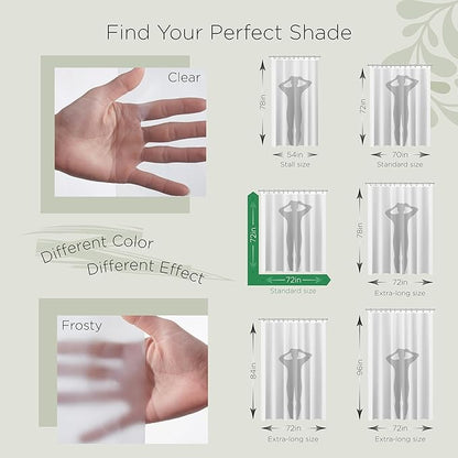Stitch & Stone Shower Curtain Liner, Premium Heavyweight Durable Waterproof 8g PEVA for Bathroom with Weighted Magnets, Standard Size 72" x 72", Frosty 1 Pack