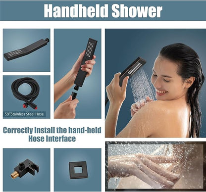 Aolemi Shower Faucet Set Rain Shower System with Handheld Spray Bathroom Shower Combo Rough-in Valve and Shower Trim Kit Included Oil Rubbed Bronze 10 Inch Wall Mount Shower Head