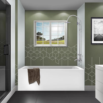 Fine Fixtures Acrylic, Fiberglass Alcove Soaking Bathtub with Integral Apron Front in Glossy White - Right Hand Drain, 48" x 32"