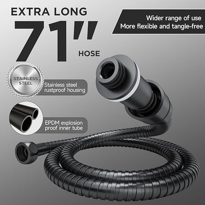 Veken 11.8'' Rain Black Shower Head with Handheld Spray Combo, Extension Arm for Rainfall showerhead, Muti-modes Massage High Pressure Hand Held Shower Heads with Hose, Anti-Clog Nozzles & Bathroom
