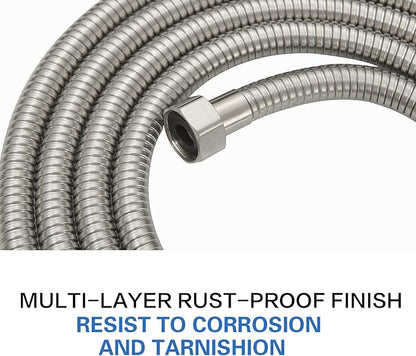 RUMOSE 118 inches Shower Hose Shower Head Extension Tube Extra Long Stainless Steel Shower Hose Attachment Flexible Handheld Shower Sprayer Hose, Brushed Nickel