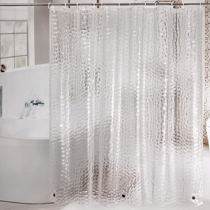 WELTRXE Extra Long Shower Curtain Liner with Magnets, 72 x 84 Inch Waterproof 3D Water Cube Clear Bathroom Shower Curtains, No Chemical Smell, Heavy Duty, Extra Long for Shower Stall, Bathtubs