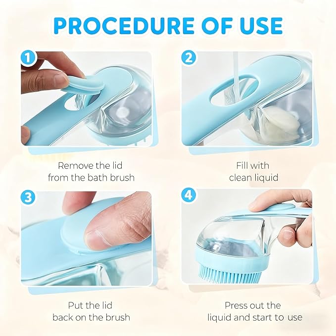 Pet Bath Brush 2 in 1 Dog Shampoo Brush with Built-in Shampoo Dispenser for Long Short Haired Dogs Cats Bubble Maker for Bathing Grooming (Green)