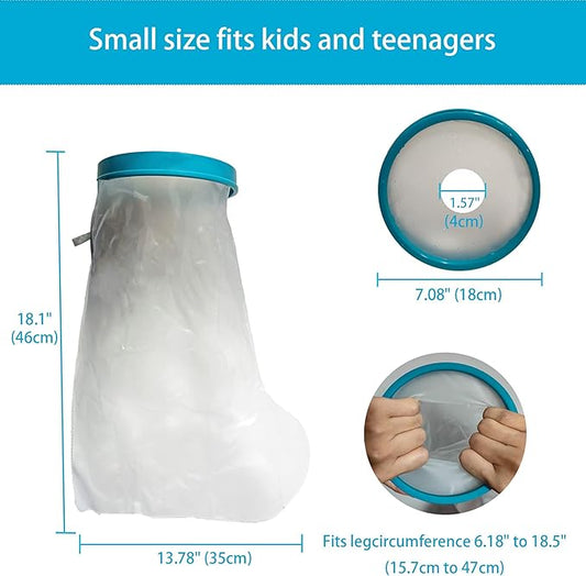 100% Waterproof Kid Leg Cast Cover for Showering, Reusable Kid Short Leg Cast Protector, Cast Covers for Shower Leg, Cast Bag for Shower, Cast Cover for Showering Foot (18inch)