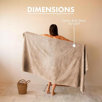 SALBAKOS 100% Turkish Cotton Towels (Taupe, Jumbo Bath Sheet)