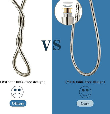 BRIGHT SHOWERS Shower Hose For Hand Held Shower Heads, 59 Inches Cord Stainless Steel Hand Shower Hose, Ultra-Flexible Replacement Part with Brass Insert, Brushed Nickel
