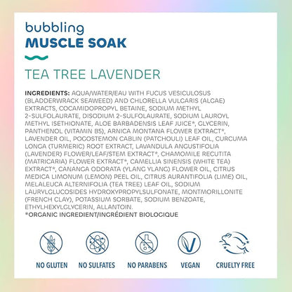 Seaweed Bath Co. Bubbling Muscle Soak, Tea Tree Lavender Scent, 12 Ounce, Sustainably Harvested Seaweed, French Sea Clay, Arnica