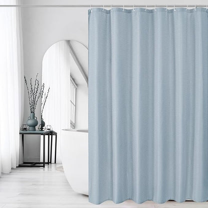 Gibelle Small Stall Shower Curtain 36 x 72, Narrow Half Waffle Weave Textured Fabric Shower Curtain for Bathroom, Water Repellent, Machine Washable, Fog Blue