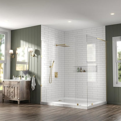 Lava Odoro Modern 3-Setting Square Shower and Tub Faucet Set with Shower Head and Handheld Sprayer Gold, Rainfall Shower System with Tub Spout, Shower Valve Trim Kit, Champagne Gold, SF103-SG-T