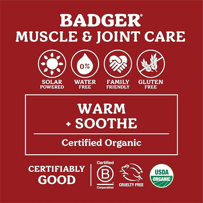 Badger Sore Muscle Rub, 100% Organic Sore Muscle Cream, Cayenne & Ginger Warming Sore Muscle Relief, Recovery & Relaxation, Long Lasting, Great Smelling, 2 oz Tin, 2-Pack