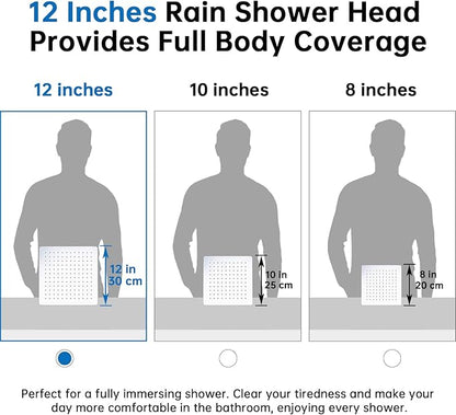 G-Promise All Metal 12 Inches Rainfall Shower Head with Handheld Spray Combo, 3 Settings Diverter, Adjustable Extension Arm with Lock Joints, 71 Inches Stainless Steel Hose (Chrome)