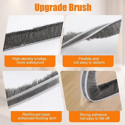 33.3FT Self-Adhesive Weather Stripping Seal for Door Frames and Sliding Windows, Weatherstripping for Soundproofing, Dustproof, Window Insulation for Winter, 0.35'' Wide x 0.9'' Thick, Grey