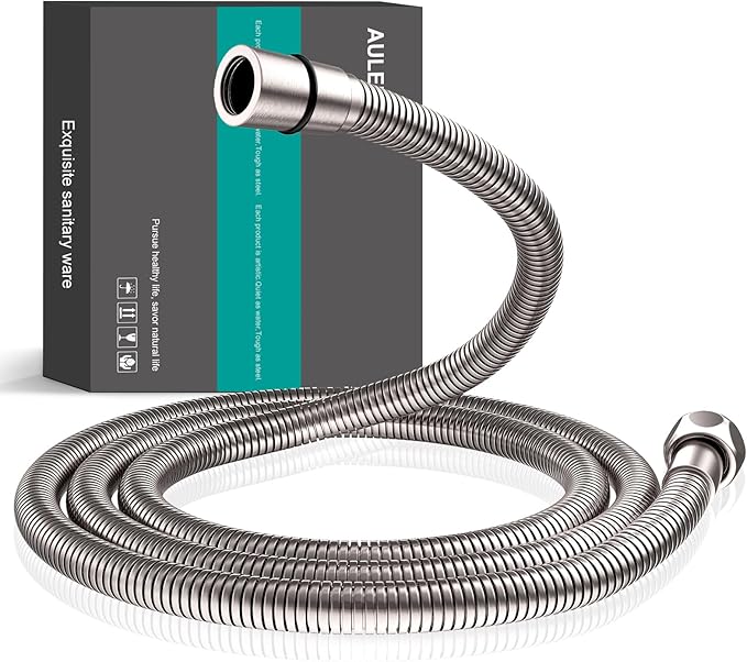 AULEEND，59 inch，encrypted shower hose 304 stainless steel metal - Extra long shower hose -（Universal Connection G 1/2" x 1/2")（brushed nickel）