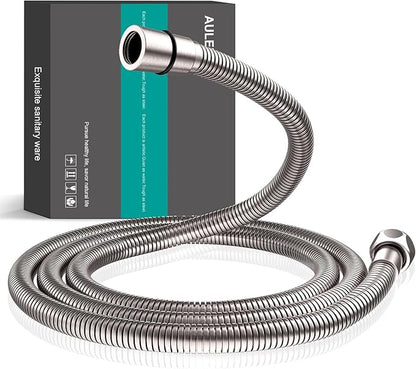 AULEEND，59 inch，encrypted shower hose 304 stainless steel metal - Extra long shower hose -（Universal Connection G 1/2" x 1/2")（brushed nickel）