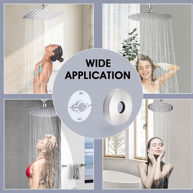 3 Inch Shower Arm with Flange and Stabilizer Bracket, Ceiling Mount Replacement Rain Shower Head 304 Stainless Steel Straight Arm For Fixed Shower Head, Brushed Nickel