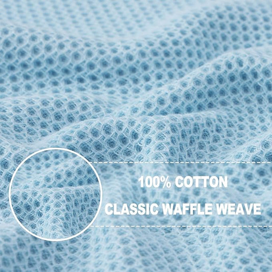 Homaxy 100% Cotton Waffle Weave Kitchen Dish Towels, Ultra Soft Absorbent Quick Drying Cleaning Towel, 13 x 28 Inches, 4-Pack, Sky Blue