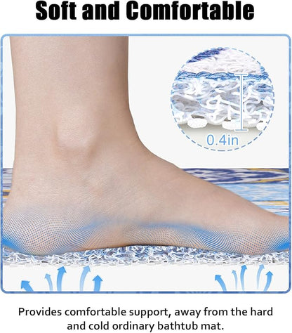 Shower Mat Bathtub Mat Non-Slip, 24x32 Inch, Soft Comfort Bath Mat with Drainage Holes, PVC Loofah Massage Bathmat for Shower, Tub, Bathroom, Wet Areas, Quick Drying
