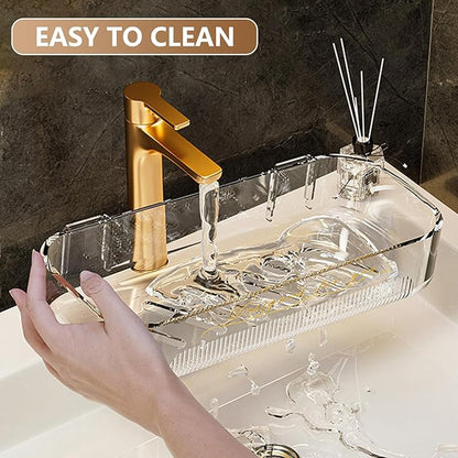 Acrylic Bathroom Shelves 2Pack, 14" Clear Adhesive Shower Shelves for Bathroom Wall Decor and Storage, No Drilling Plastic Wall Shelf Organizer for Home, Kitchen, and Dorm, Large Capacity