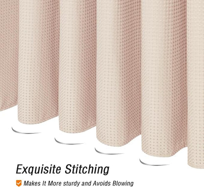 Gibelle Blush Pink Shower Curtain, Waffle Weave Textured Fabric Shower Curtain for Bathroom - Soft Cloth & Hotel Spa Luxury, Water Repellent, Machine Washable, 72X72, Blush Pink