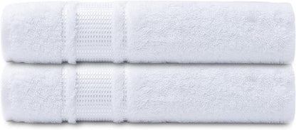 Melissa Linen, Bright White Bath Towels, Set of 2, 100% Turkish Cotton Bath Towels for Bathroom, Absorbent, Quick Dry, Durable and Soft Shower Towel, 28 in x 55 in, Spa and Hotel Quality
