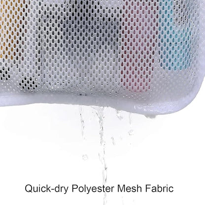 Hanging Mesh Shower Caddy for Bathroom - Quick Drying Portable Shower Organizer with Multiple Pockets for Soap,Shampoo and Cruise Ship Essentials Saving Bathroom Storage,White,1 Pack