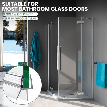 Shower Glass Door Bottom Seal, 2PCS 36 Inch Ultra Clear PVC Seal Strip with Sweep for 3/8"(10mm) Thick Frameless Glass Door, to Stop Water Leakage