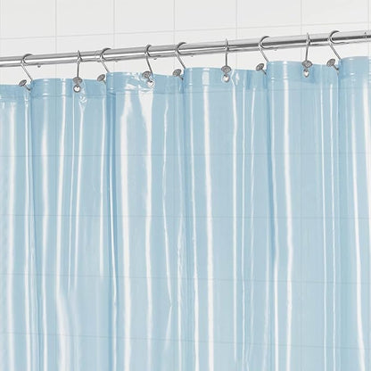 Barossa Design Shower Curtain Liner - Premium Clear Light Blue PEVA Shower Liner with 3 Magnets and Metal Grommets, Waterproof Lightweight Standard Size Bathroom Curtains - Translucent Light Blue