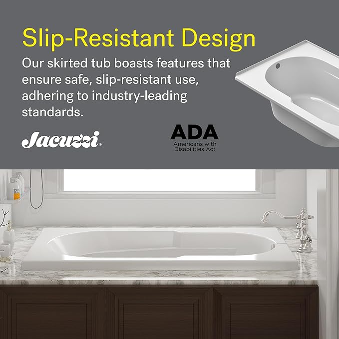 Jacuzzi SIGNATURE Acrylic Drop-In Bathtub, Soaking Sanctuary, Slip Resistant, Right Drain Placement, 60" (L) x 36" (W), Rectangle, 3-Tile Flange, Oyster