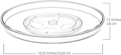 primebox 14" Lazy Susan Organizer. 360 Degree Rotating Turntable for Cabinets, Fridge, Pantry, Bathroom, Under Sink Organizing, Countertops, Vanity, Organizer for Spices Clear 4 Pack