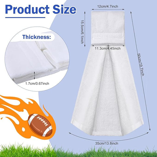 Shimeyao 2 Pcs Cotton Sports Football Towel with Closure Pitching Football Sweat Towel for Sports Gym Men Women Accessories(Dark Blue, White, Various)
