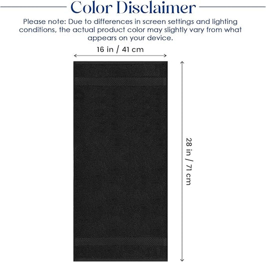 DAN RIVER 6-Pack Premium Hand Towels (16x28 Inches) - 100% Cotton, Ultra Soft, Lightweight, Highly Absorbent Towels for Bathroom, Spa, Gym, Salon, Hotel, and Travel - 550 GSM – Black