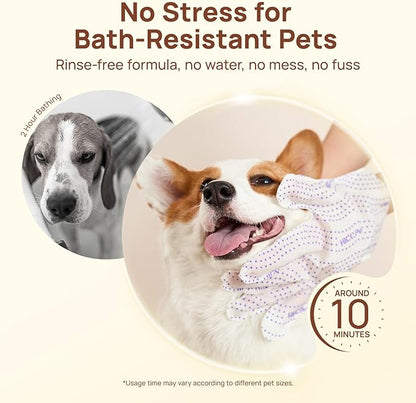HICC PET Glove Wipes Pro – Pet Cleaning Gloves for Dogs & Cats – Infused with Coconut Oil & Plant Extracts – Hypoallergenic, Gentle, Spa-Like Care at Home, Portable 6 Pack-Coconut Scent