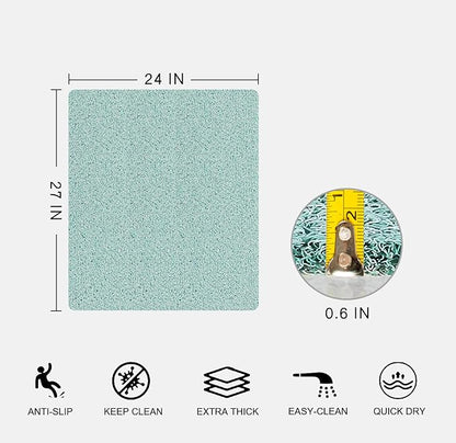Nonslip Bathtub Mat, Anti Slip Bath Mat 0.6" Extra Thick, Quick Dry Bath Tub Anti Slip Shower Mat, Loofah Non-Slip Bath Mat for Tub Bathroom Pool Kitchen Entryway Home Hotel(Blue 24x27)