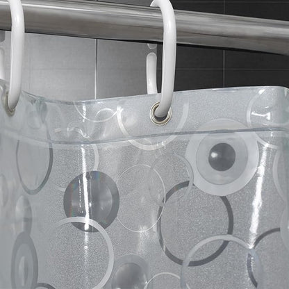 AooHome 72x72 Plastic Shower Curtain Liner - EVA 3D Circle Pattern Design Standard Bathroom Shower Curtain with Hooks, 5 Bottom Magnets, 10G Heavy Duty, Water Repellent, Semi Transparent, 72x72 Inch