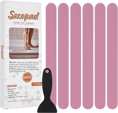 Anti Slip Shower Stickers, Safety Bathtub Strips Adhesive Decals with Premium Scraper for Bath Tub Shower Stairs Ladders Boats