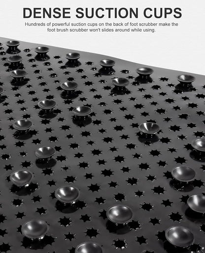 OTHWAY Non Slip Grassy Bathtub Mat : 25.6X13.4 inches Sturdy But Soft Bath Mat_Quick Drain Shower Floor Mat with Soft Bristles for Scrubbing Feet (Black)